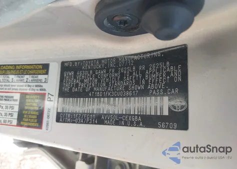 2012 Toyota Camry Hybrid Xle из США, поврежденный, VIN 4T1BD1FK3CU038617